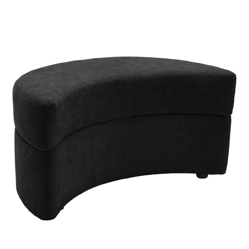 Chenille Half Moon Storage Ottoman(Set of 2)