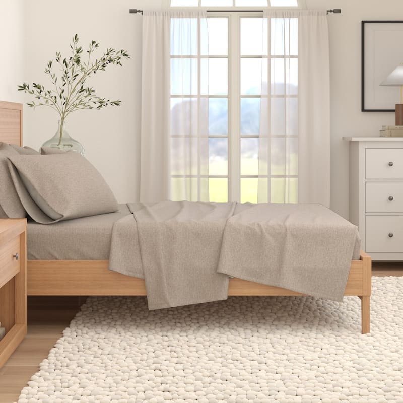 Linery & Co. Cotton Blend Double-Brushed Heathered Flannel Bed Sheet Set