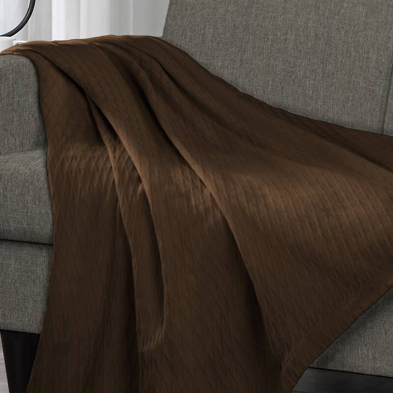 Diamond Weave All-Season Bedding Cotton Blanket by Superior - Full - Queen - Chocolate
