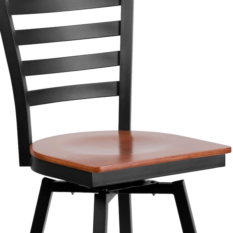 Ladder Back Swivel Metal Barstool - 16.5"W x 20.5"D x 44.5"H