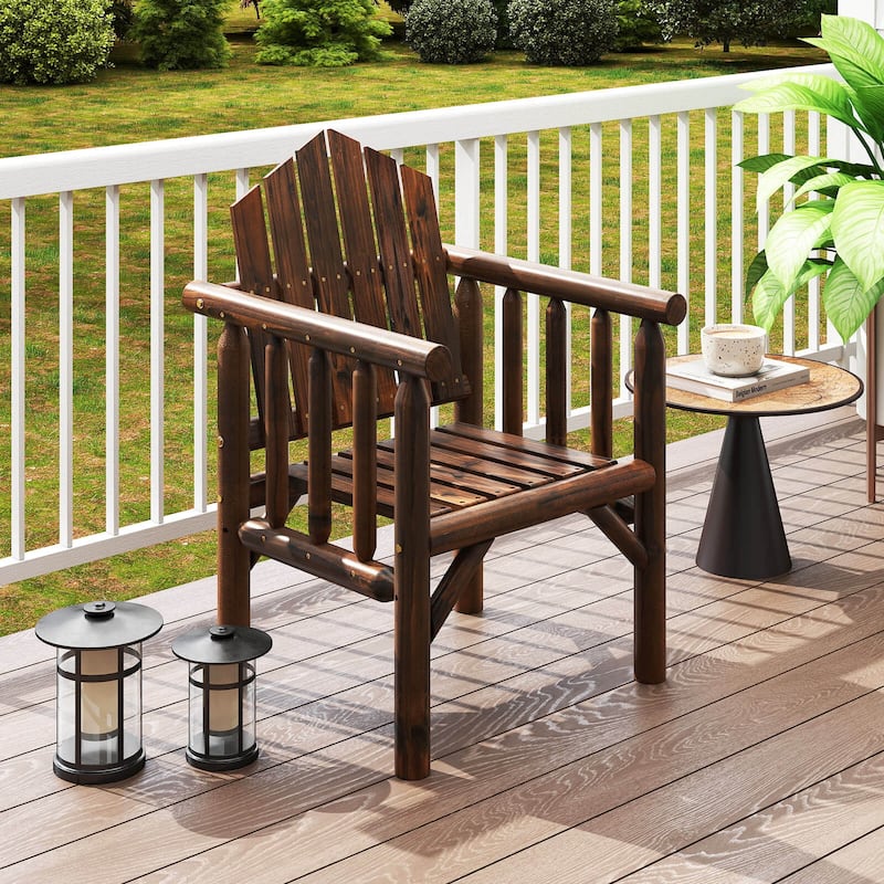 Costway 1/2/4 PCS Outdoor Wood Armchair with Armrests and Reclined - See Details