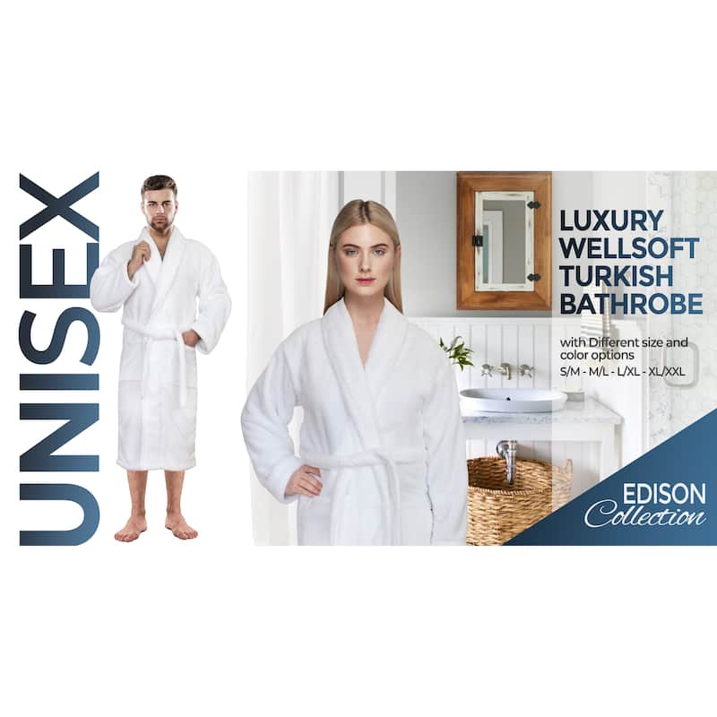American Soft Linen Mens and Womens Robe Warm Fleece Unisex Bathrobe