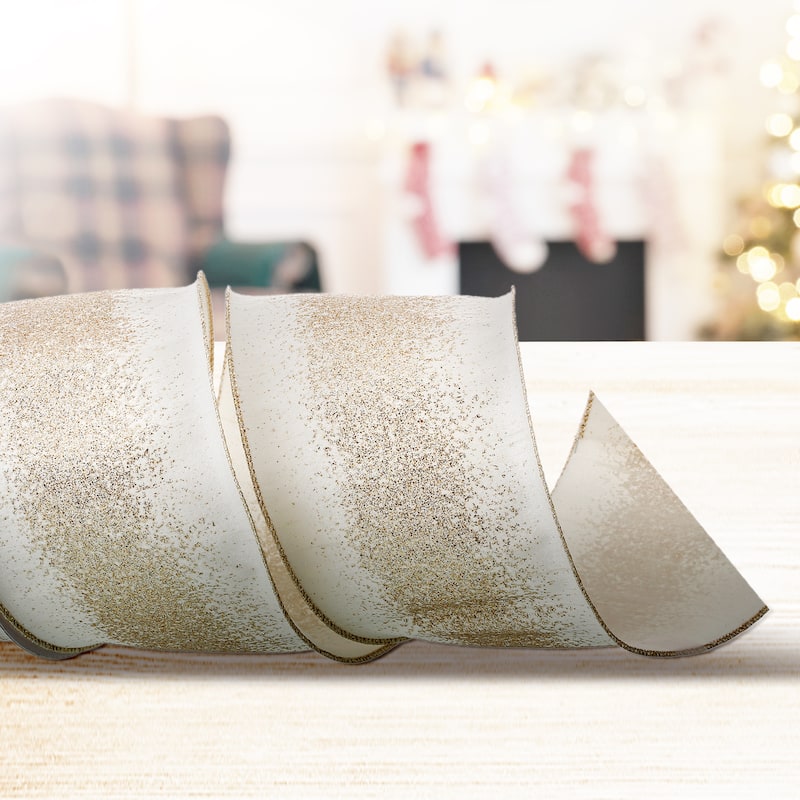 4"X10y Glitter Center Dupion Ribbon - 4" x 10 Yards
