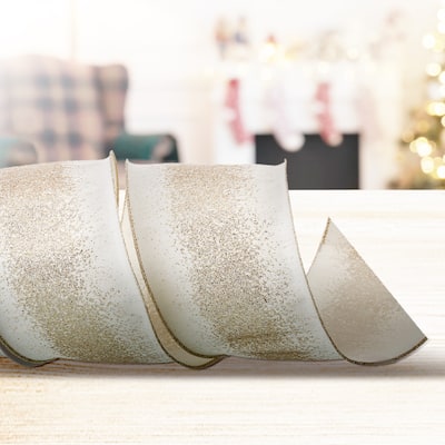 4"X10y Glitter Center Dupion Ribbon - 4" x 10 Yards