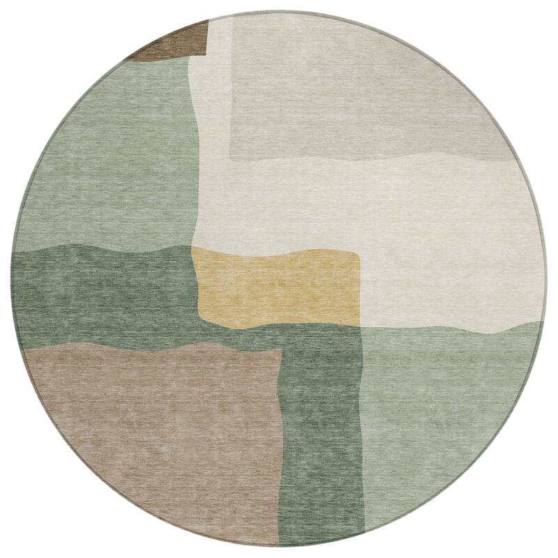 Machine Washable Indoor/ Outdoor Contemporary Blox Chantille Rug