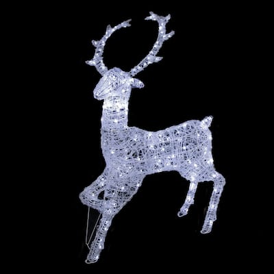 46.5" Pure White LED Commercial Grade Acrylic Reindeer Outdoor Christmas Decoration - Pure White