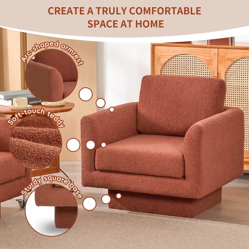 360° Swivel Accent Chairs Set Of 2,30" W Teddy Sherpa Round Armchair,Thick Padded Lounge Sofa,Upholstered Comfy Barrel Chair