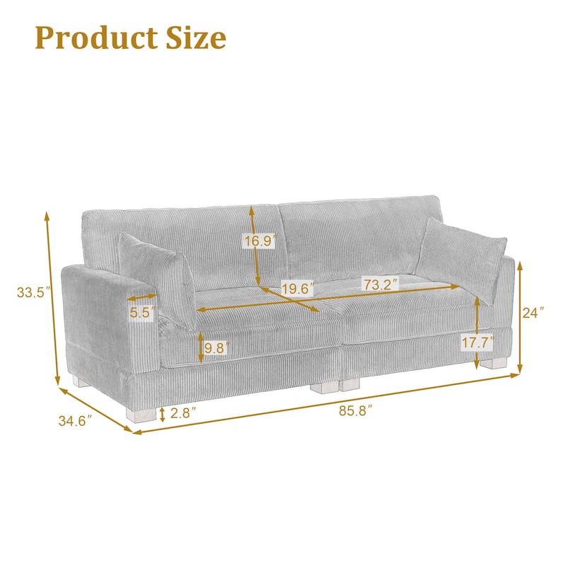 Corduroy Upholstered Modular Sectional Sofa for Living Room