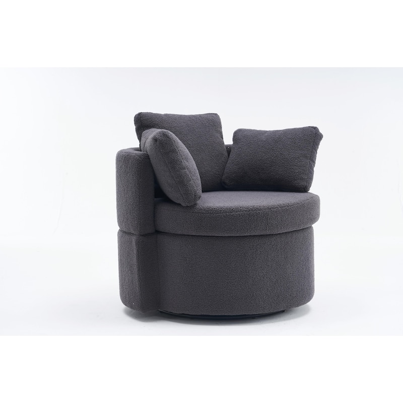 360° Swivel Chair with Storage and Throw Pillows
