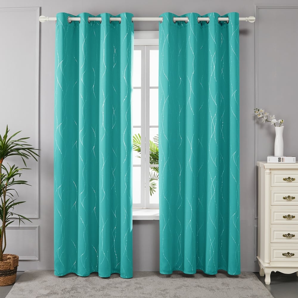 Deconovo Wave Line with Dots 52 Width Curtains Pair(2 Panel)