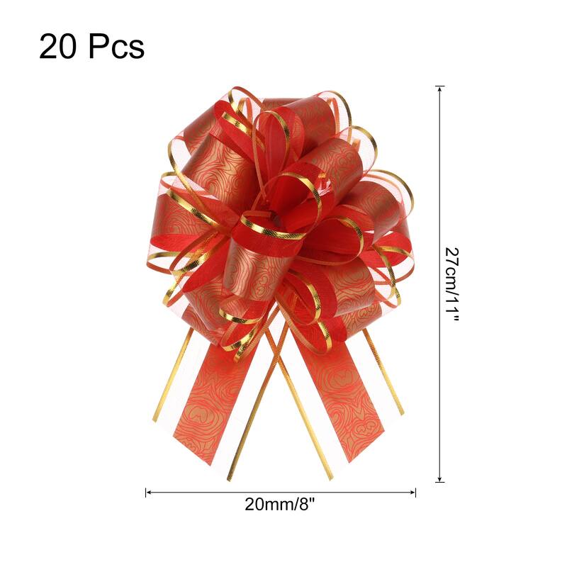 20pcs Large Pull Bow Gift Wrapping Bows Ribbon Organza for Wedding - Red - 8 Inch