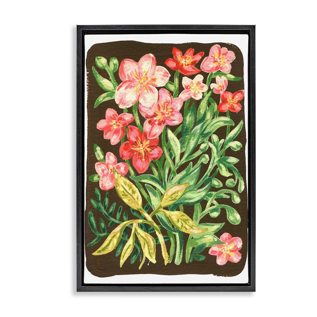 Stupell Garden Flowers on Brown Framed Floater Canvas Wall Art Design By Hannah Moren