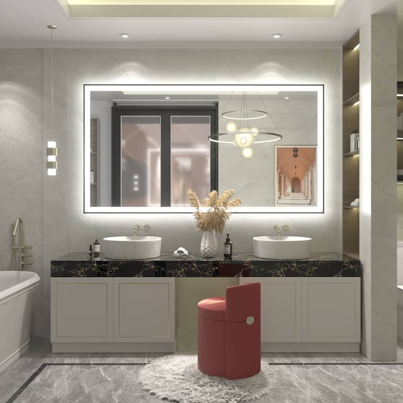Front & Back LED Anti-Fog Tempered Glass Framed Bathroom/Vanity Mirror 3-Year Warranty