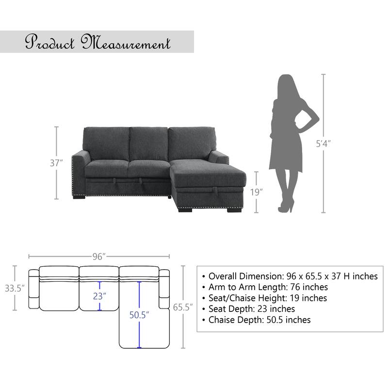 Tolani Sectional Sofa with Pull-Out Bed and Right Chaise