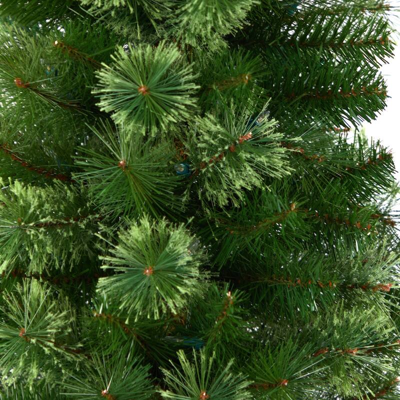8ft. Green Pencil Artificial Christmas Tree with 200 Clear Multifunction LED Lights & 402 Branches - Sleek Festive X-Mas Tree