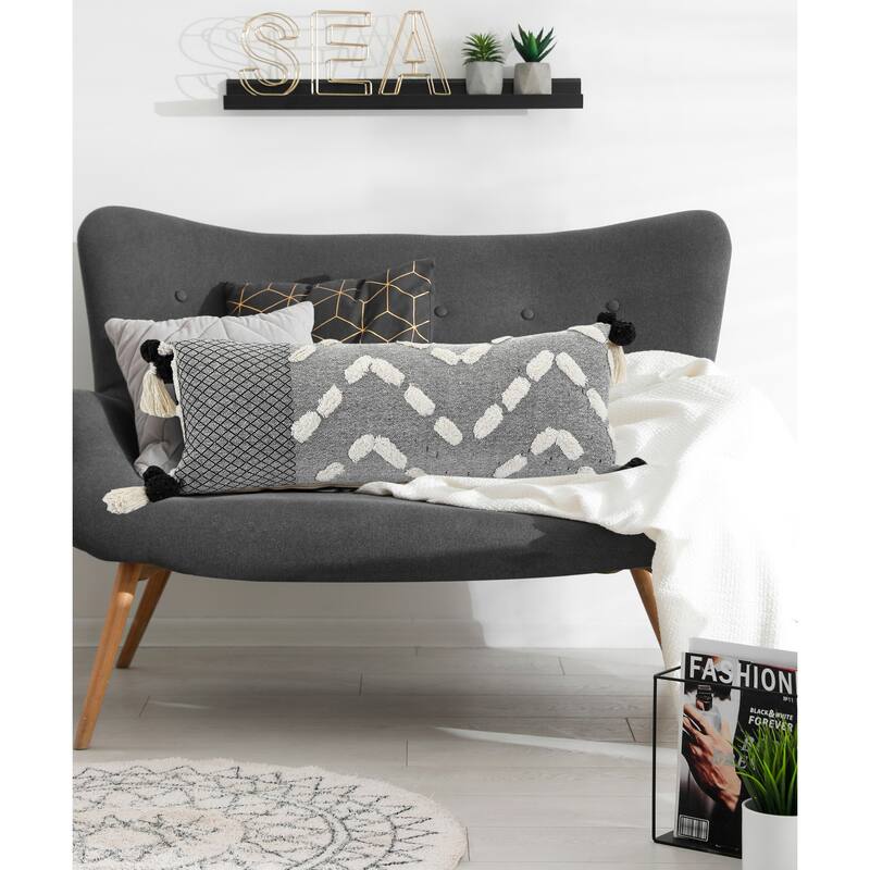 Sevita Gray Zeal Pom Throw Pillow