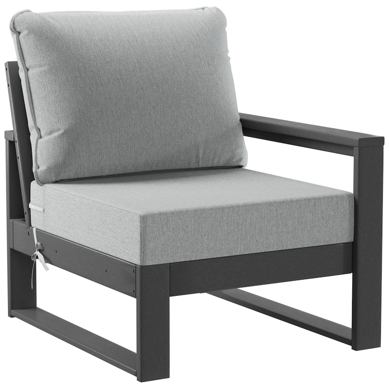 Polytrends Endless Patio Deep Seating Right Arm Chair with Gray Frame - Gray/Light Gray