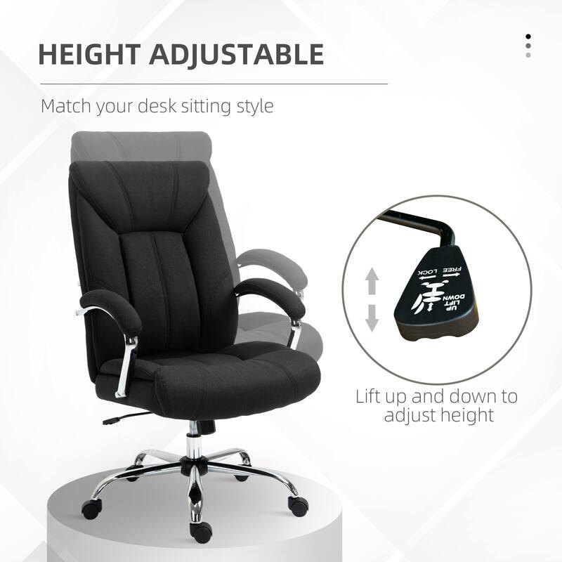 Ergonomic High Back Computer Chair with Adjustable Height, Lumbar Support, and Soft Linen Upholstery for Home Office