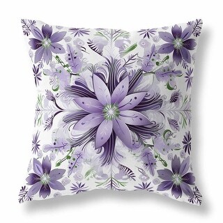White And Purple Snowy Crest Indoor/Outdoor Throw Pillow Bed - Main Image