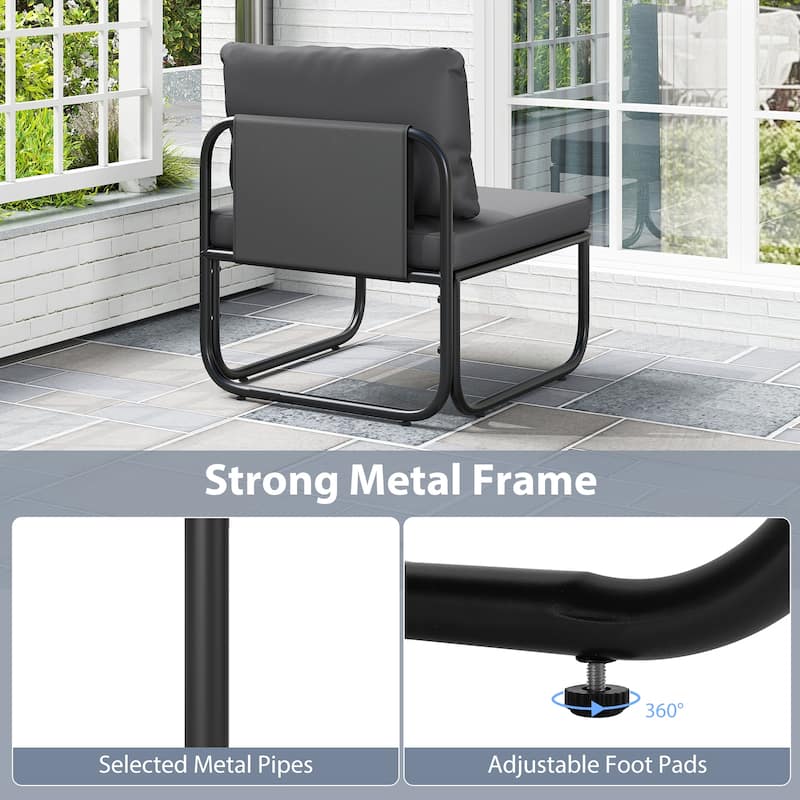 Gymax Patio Chairs Set of 2 w/ Removable Cushions Heavy Duty Metal