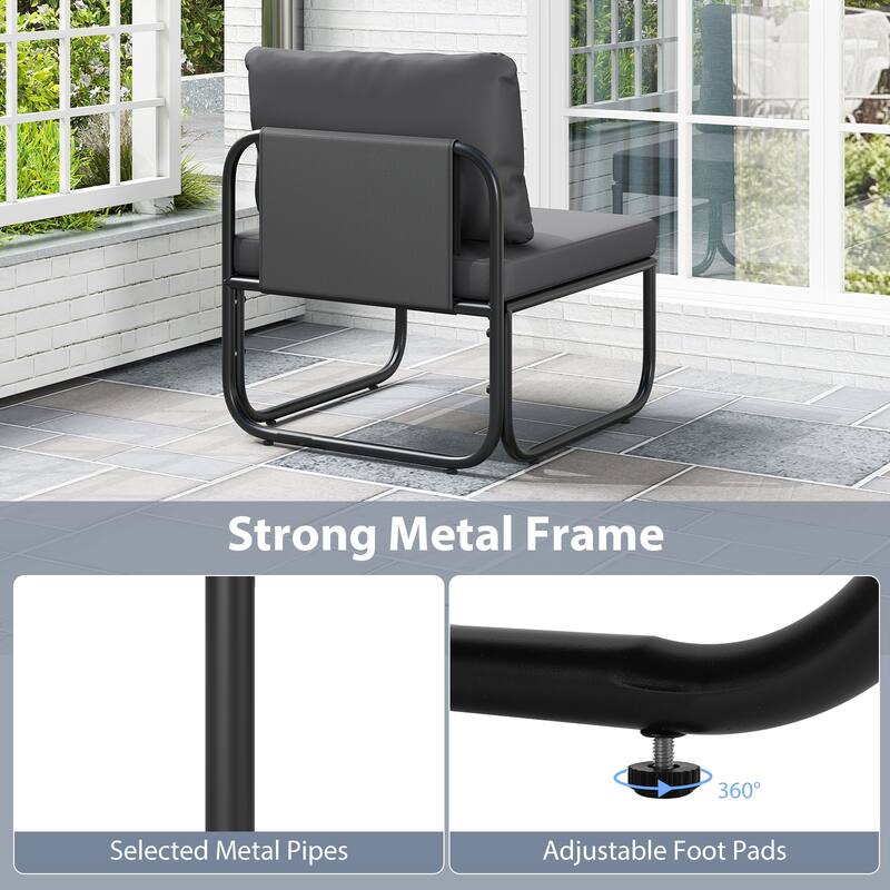 Gymax Patio Chairs Set of 4 w/ Removable Cushions Heavy Duty Metal