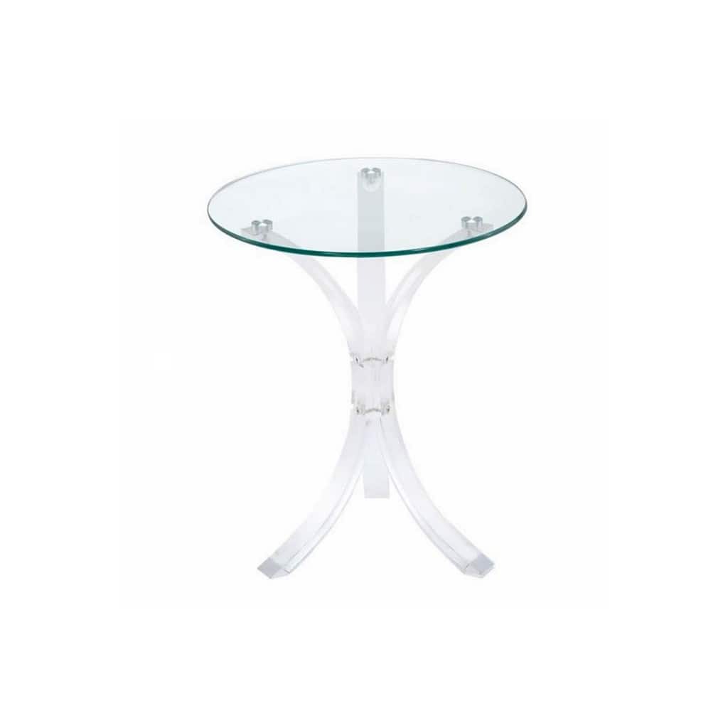 18 in. Clear Round Glass End Table, Sturdy Build End Side Table for Living Rooms
