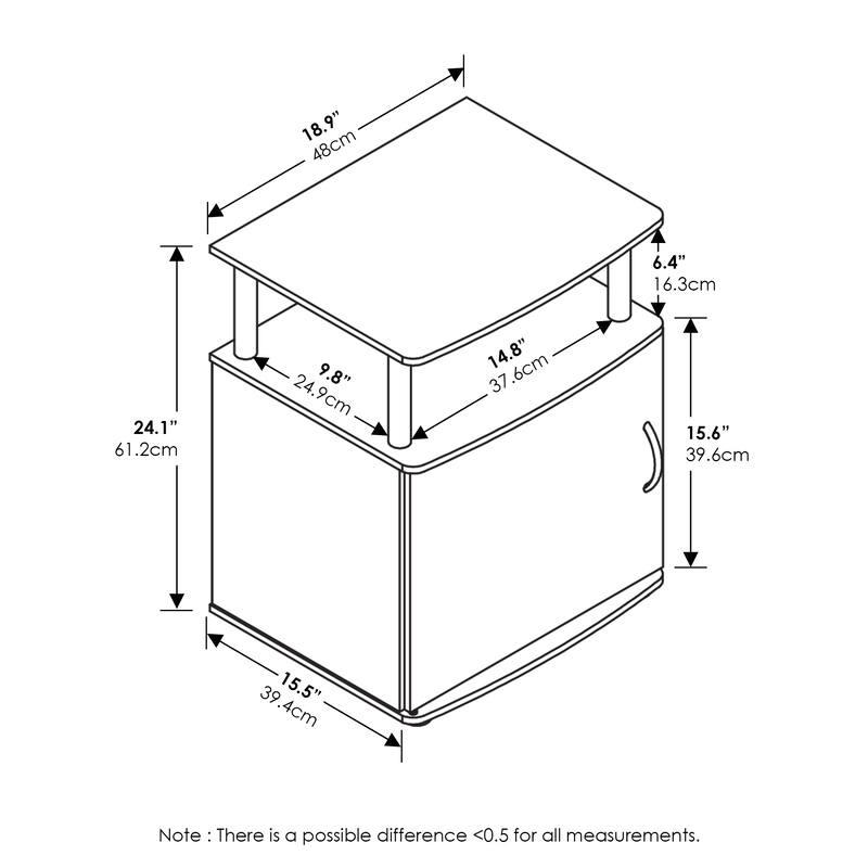 Furinno JAYA Utility Design End Table with Stainless Steel Tubes