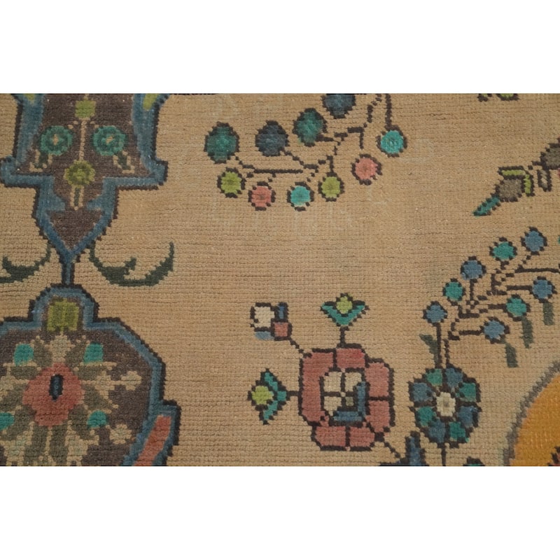 Hand Knotted Oriental 100% Wool Carpet Traditional Floral Brown Tabriz Area Rug - 9' 2'' X 6' 4''