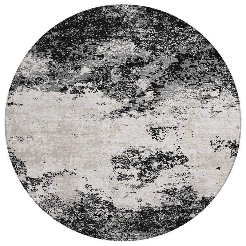 Machine Washable Indoor/ Outdoor Abstract Pixels Chantille Rug