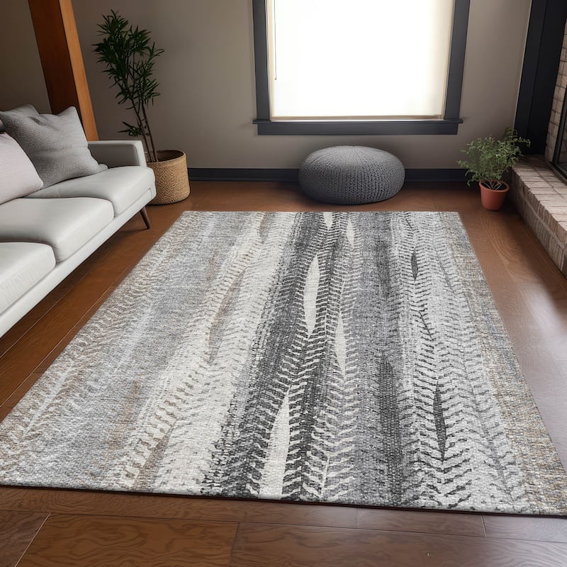 Premium Washable Super Soft Boho Tracks Mayfield Rug - Khaki - 9' x 12' - Rectangle