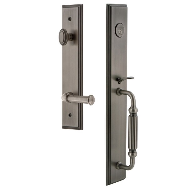 Grandeur CARFGRGEO_ESET_234_RH Carre Solid Brass Rose Right Handed Keyed Entry Single Cylinder Full Plate "F" Grip Handleset