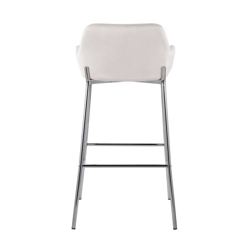 Silver Orchid Galotti Chrome Fixed-Height Upholstered Bar Stool - Set of 2