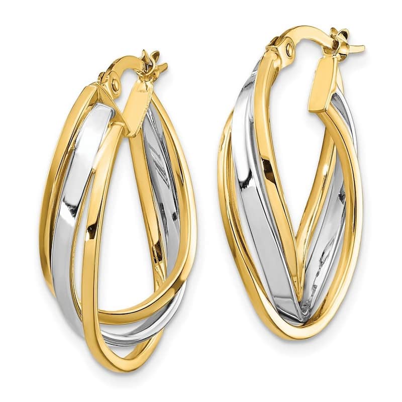 Curata 14k Two tone Gold Polished Oval Swirl Hoop Earrings 25x17mm