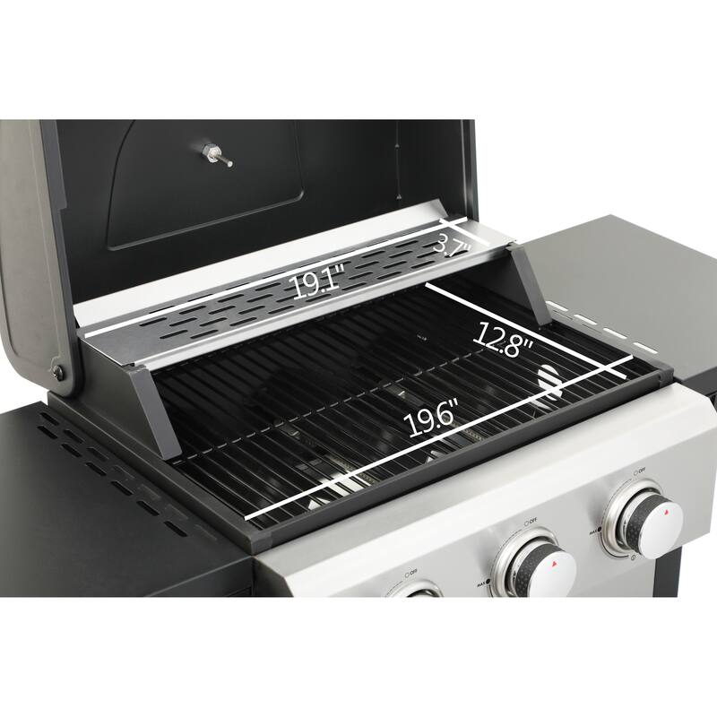 3-Burner Propane Stainless Steel Gas BBQ Grill with Wire Wire Enamel Cooking Grids Foldable Side Table, for Outdoor Barbecue