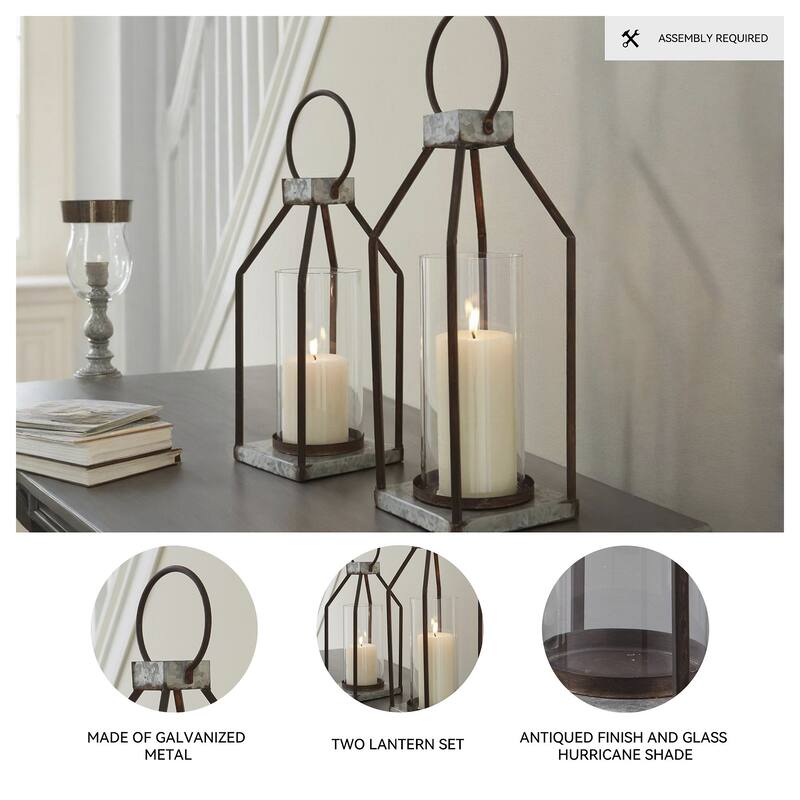 Diedrick Lantern - Set of 2 - Lantern-large: 5.5" W x 5.5" D x 19" H
