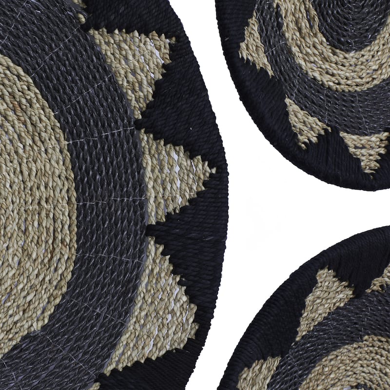 Cotton Fabric Plate Handmade Woven Home Wall Decor - Set of 3 Black or White - Roche River Decor