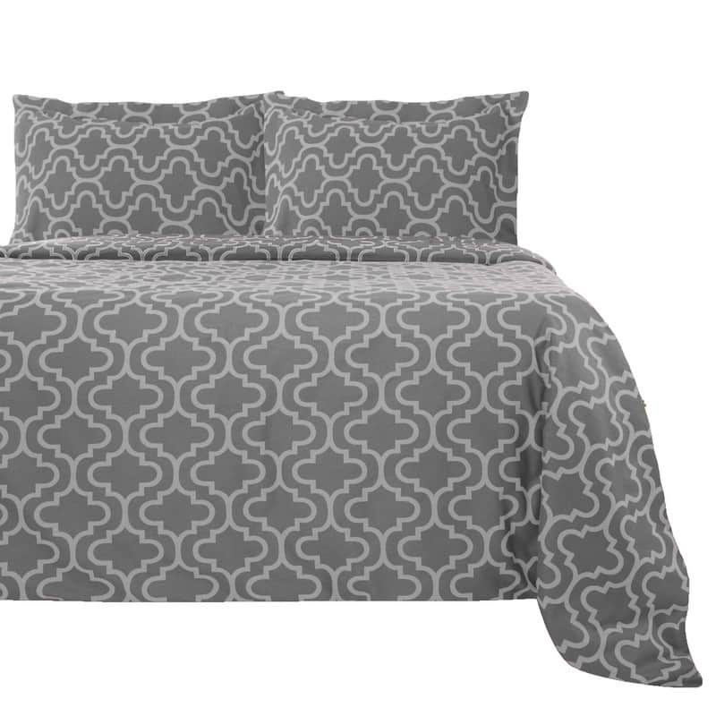 Superior Reversible Brushed Cotton Flannel Trellis Duvet Cover Set