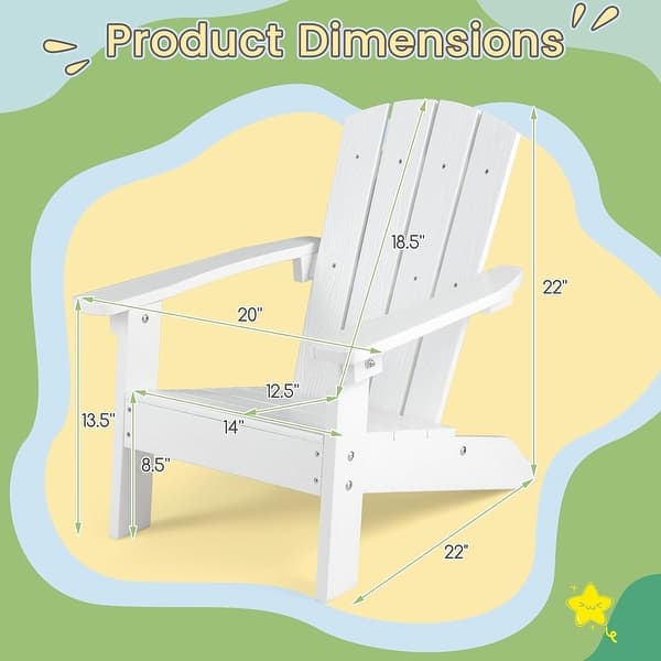 Kids Adirondack Chair Plastic Toddler Lawn Chair with Ergonomic Seat