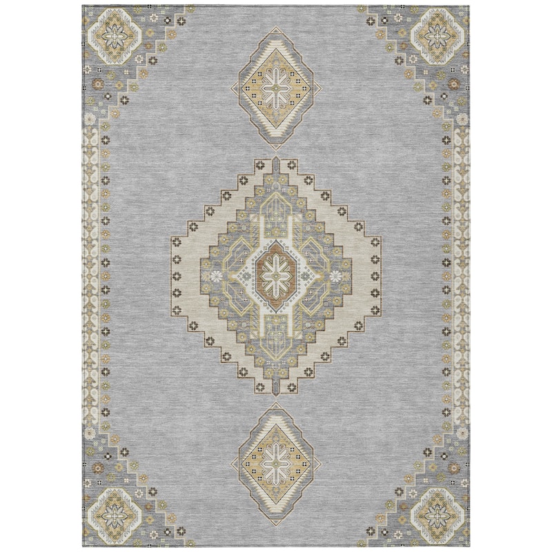 Machine Washable Indoor/ Outdoor Boho Traditional Chantille Rug