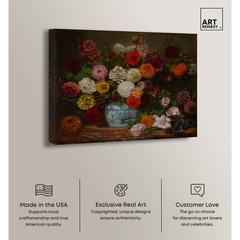 Still Life with Dahlias Canvas by Art Remedy, Gallery Wrapped