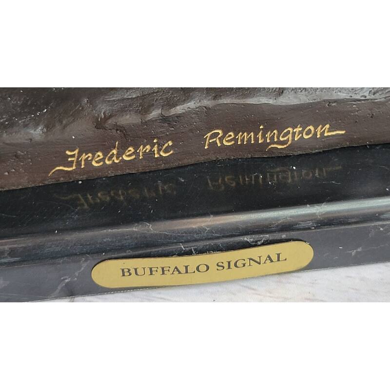 Buffalo Signal By Frederic Remington Bronze Native American Sculpture Statue 33 Inches X 26 Inches