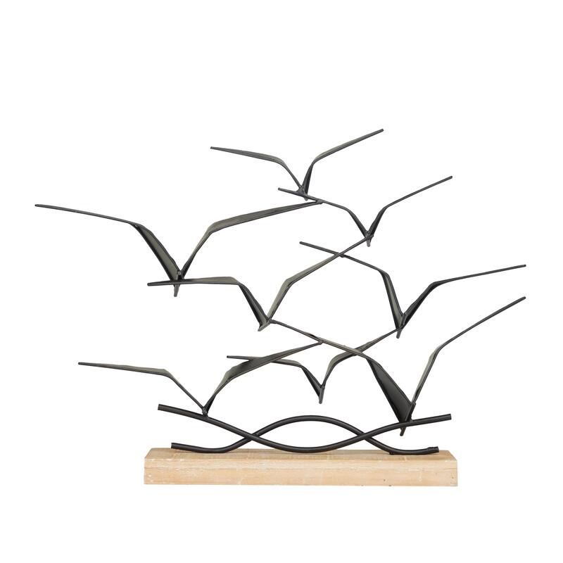 Metal Bird Sculpture - Black - Roche River Decor - 4"W x 19"L x 14"H