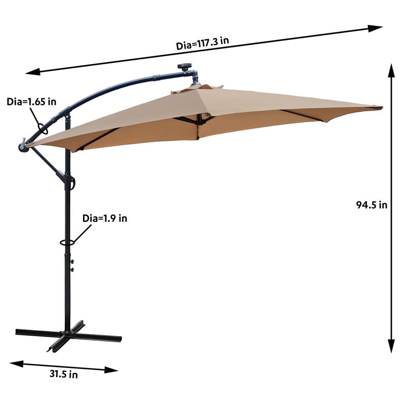 Maypex 10 Feet Solar Offset Outdoor Patio Umbrella