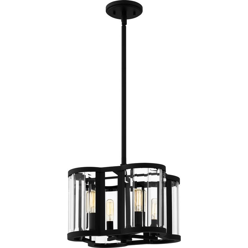 Matte Black Four Light Pendant from the Quoizel Pendant Collection