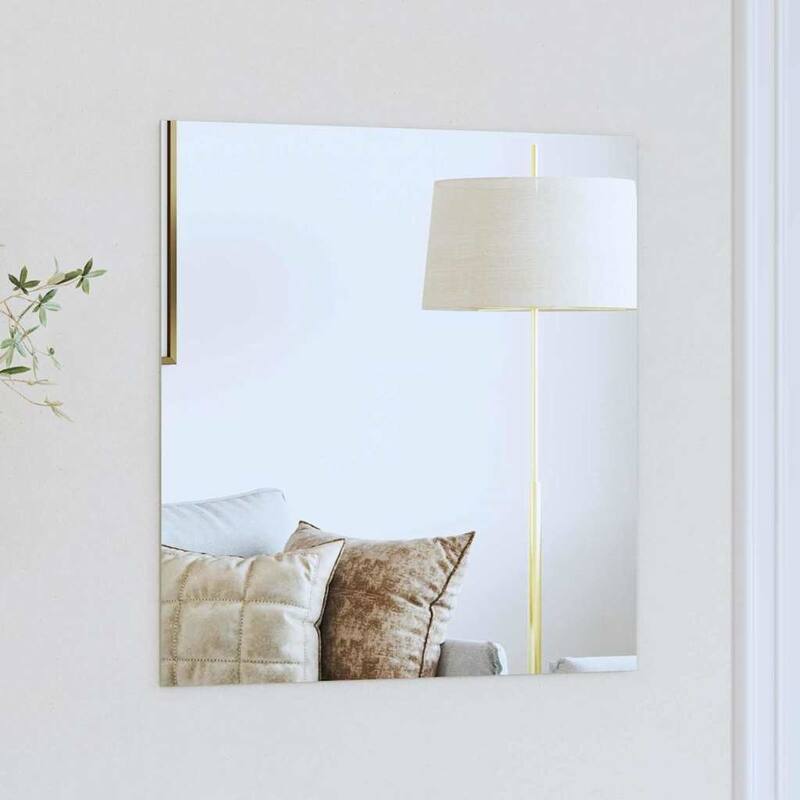 vidaXL Wall Mirror Square 15.75 x 15.75 in Tempered Glass - 19.69 x 19.69 in