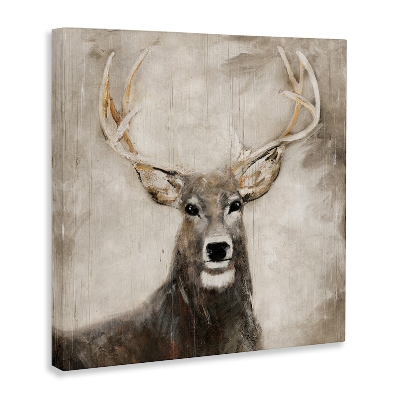 Stupell Gazing Deer in Neutrals Canvas Wall Art Design By Sally Swatland