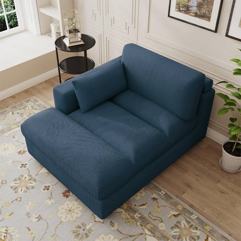 Modern Corduroy L-Shaped Sofa Chaise Lounge Couch