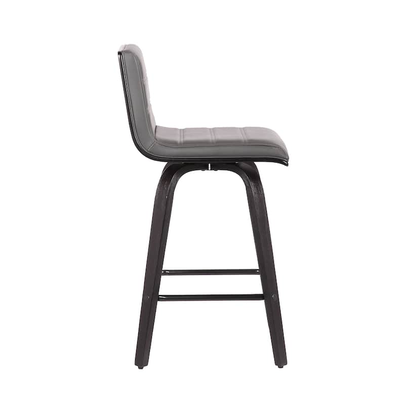 HomeRoots 26" Gray and Black Fabric and Iron Low Back Counter Height Swivel Bar Chair