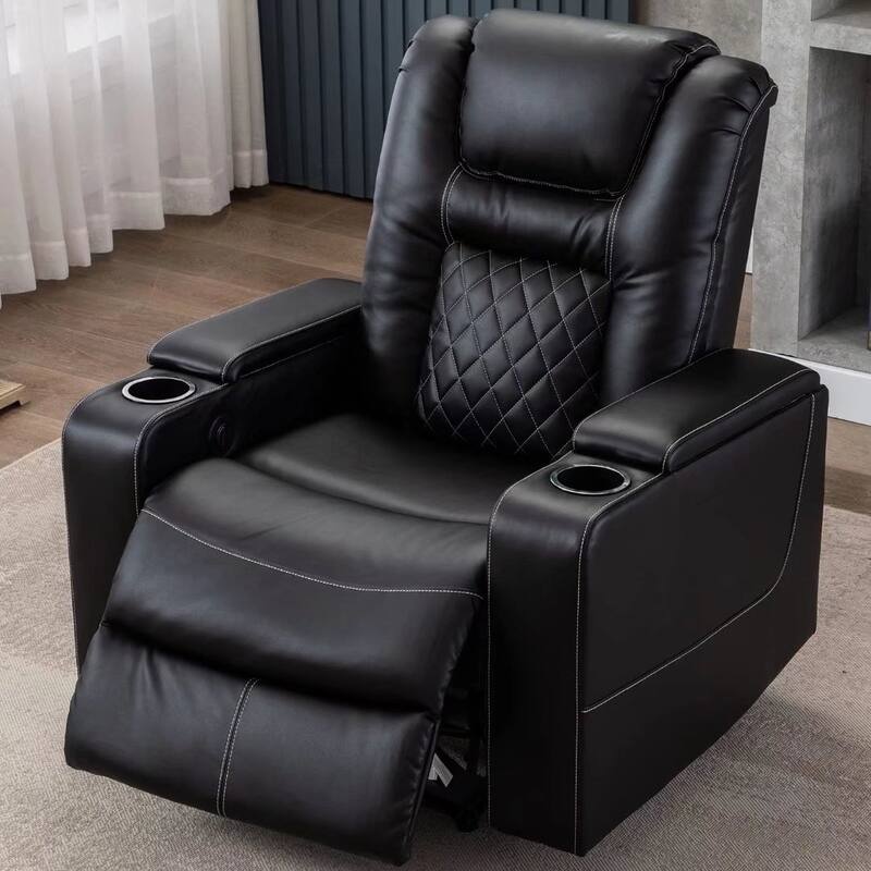 Breathable Leather Home Theater Seating with with USB Ports and Cup Holders