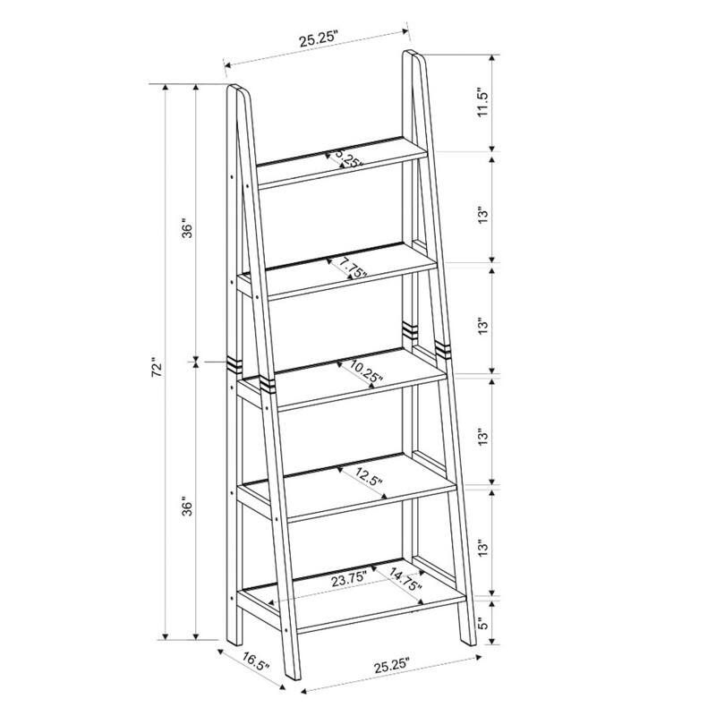 Multi Storage Ladder Bookshelf - 72" - Gray